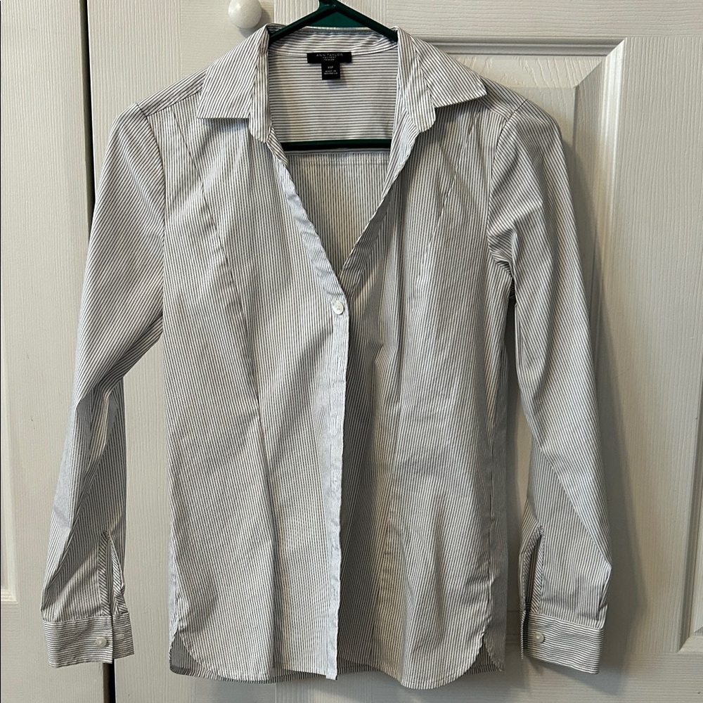 Ann Taylor Striped Dress Shirt - White and Black